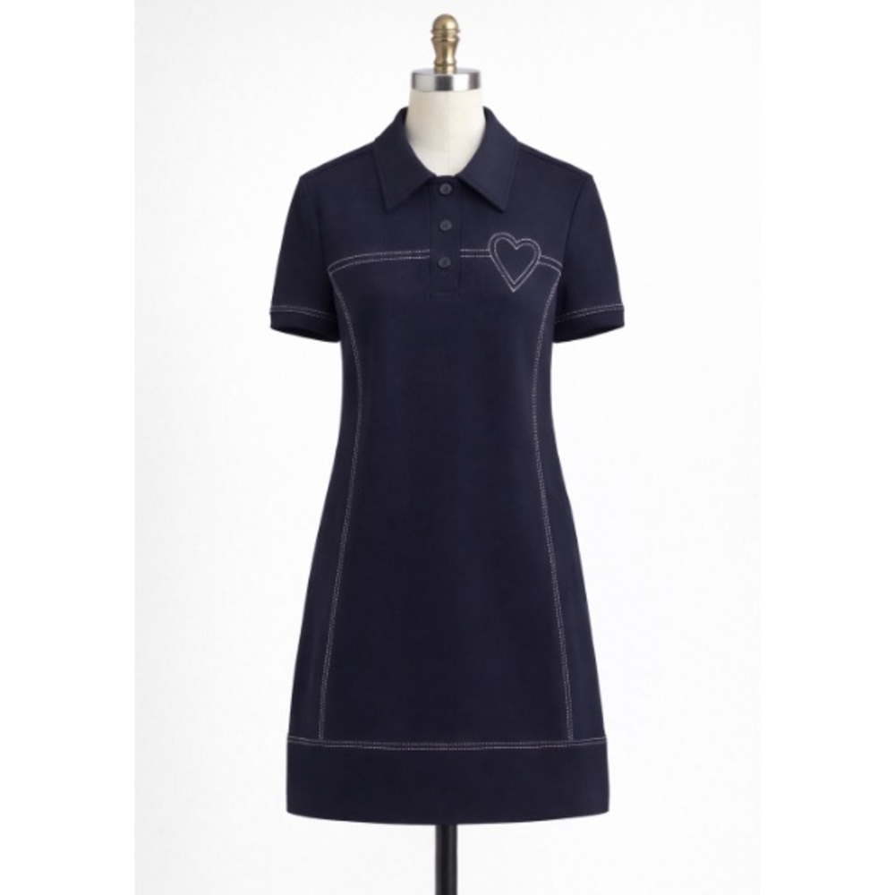 NWT Tory Burch Navy Blue Polo Dress with Heart Detail